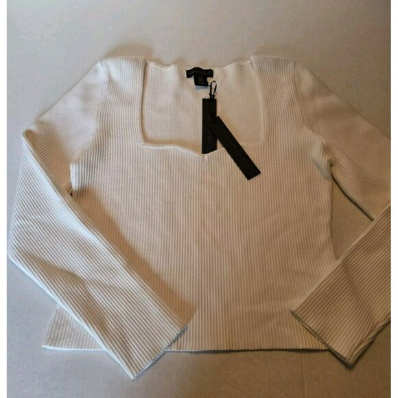 NWT $88  HOUSE OF HARLOW 1960  RIBBED SWEATER TOP SZ XL (10-14) Sweetheart Neck - Picture 1 of 10